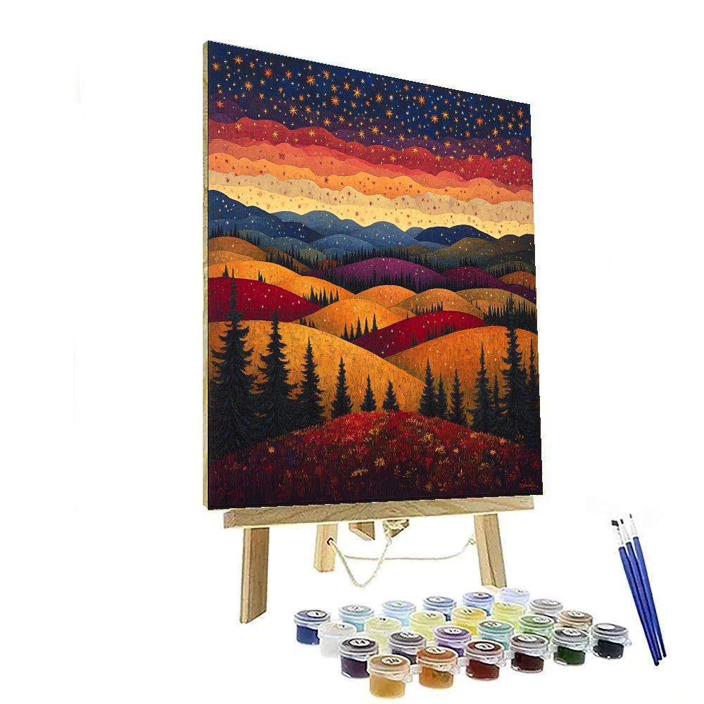J. E. H. MacDonald Inspired Autumn Constellations Over Algoma Hills paint by color