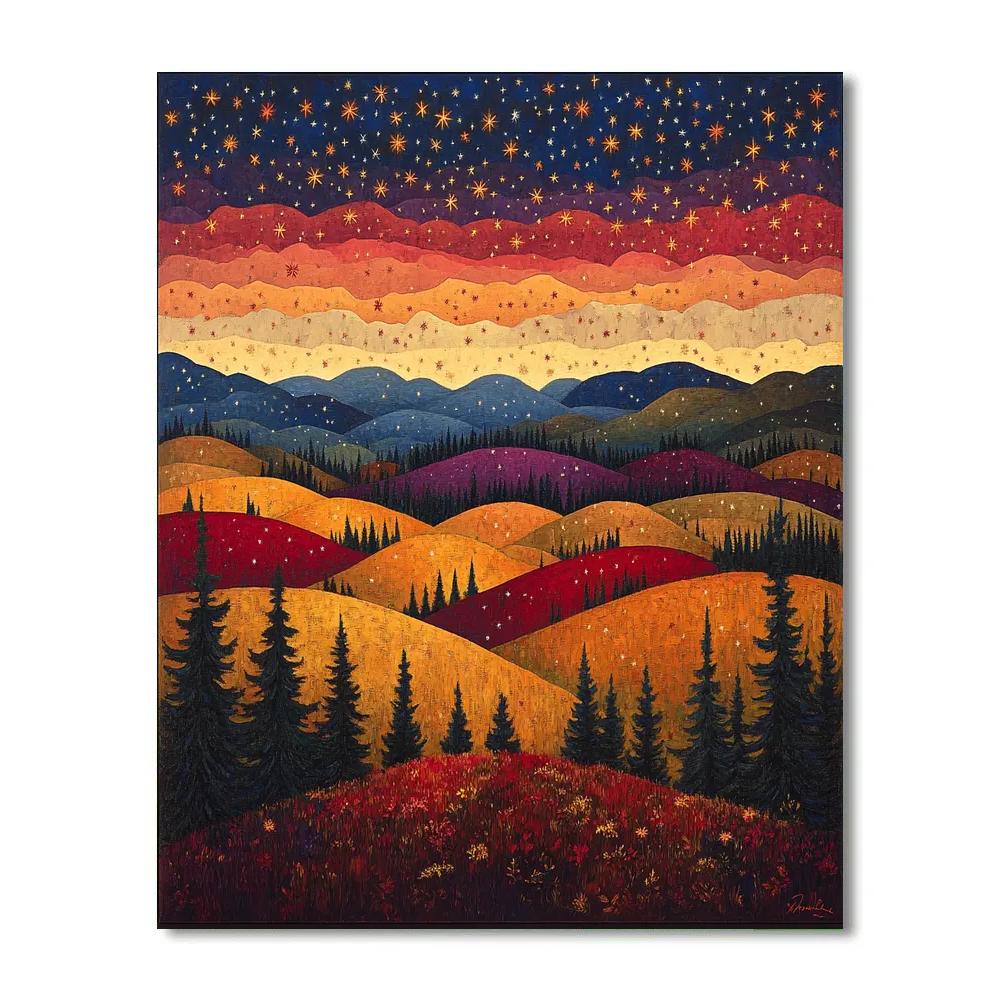J. E. H. MacDonald Inspired Autumn Constellations Over Algoma Hills paint by color