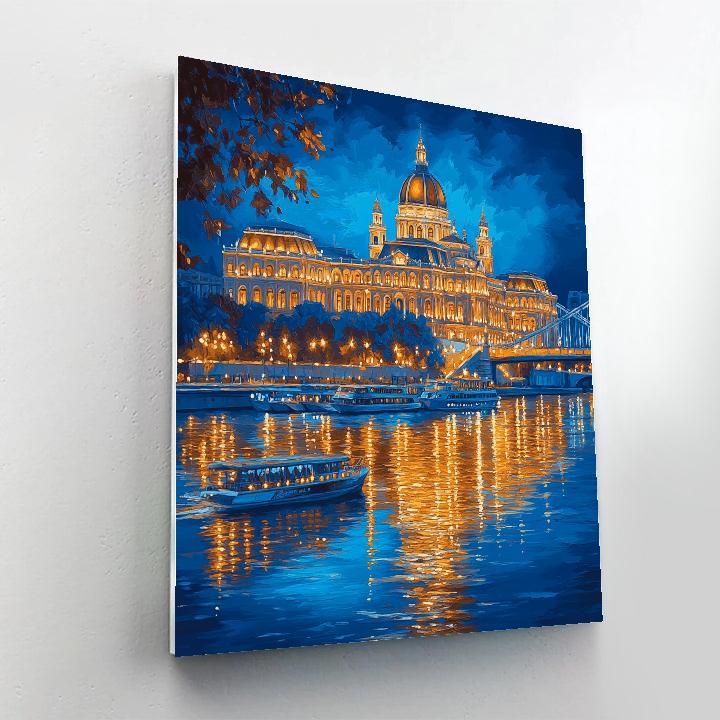 Hungarian Parliament And Danube Lights Budapest Hungary Number painting