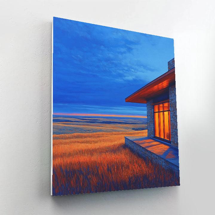 Frank Lloyd Wright Inspired Prairie House Evening painting number kit