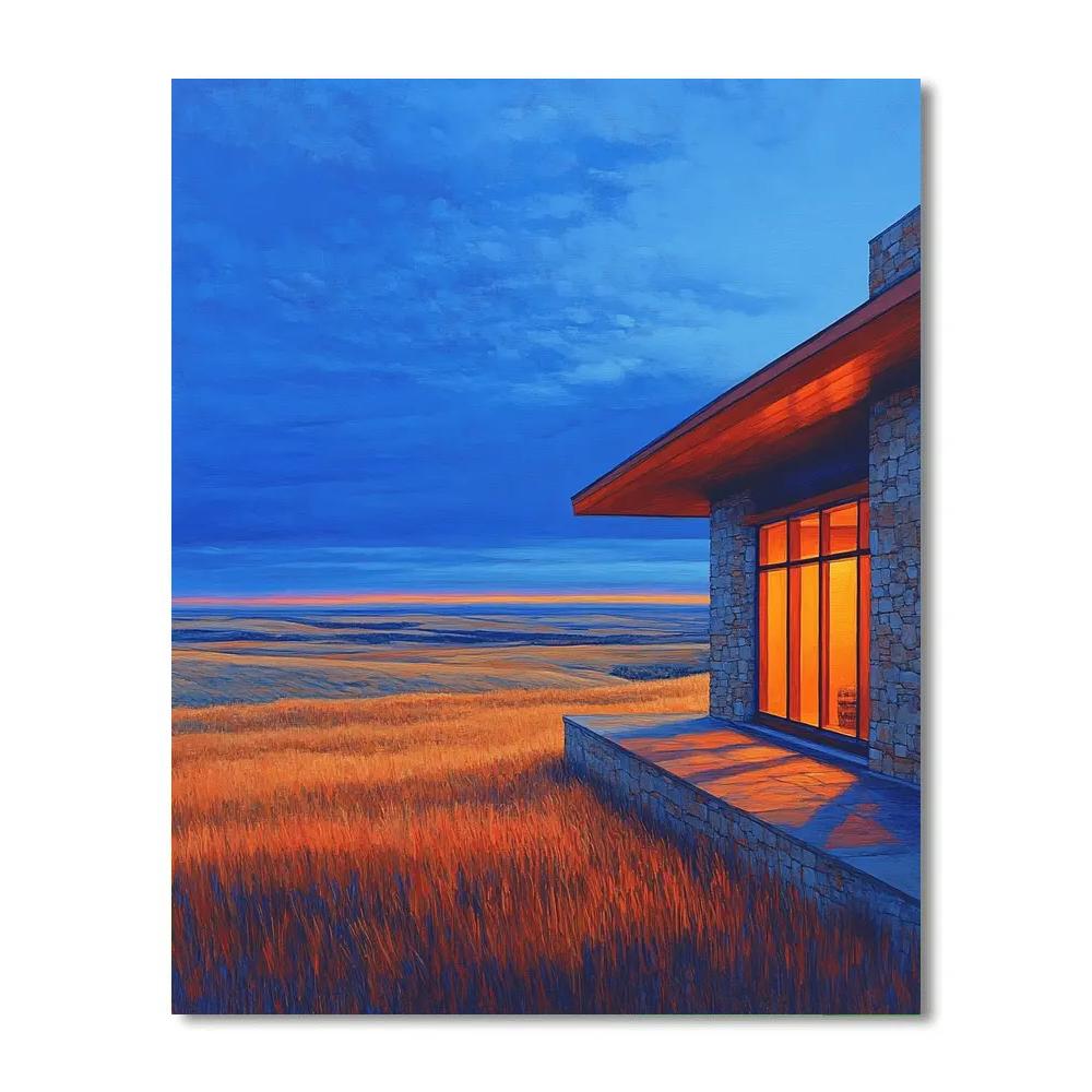 Frank Lloyd Wright Inspired Prairie House Evening painting number kit