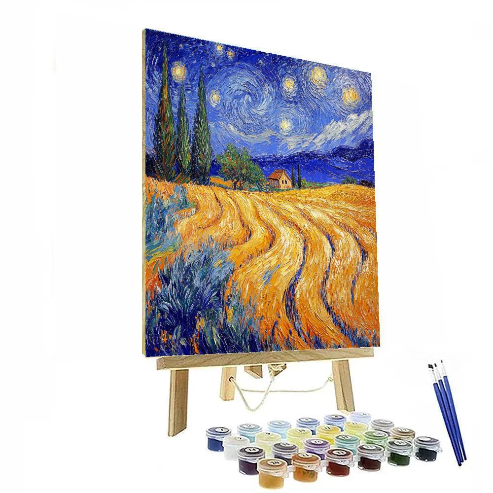 Van Gogh Inspired Stormy Wheatfield Number painting