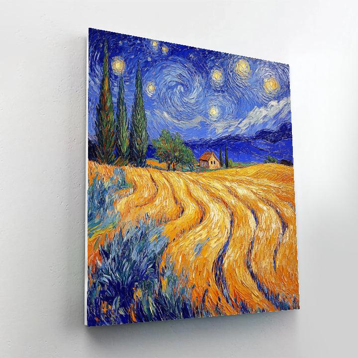Van Gogh Inspired Stormy Wheatfield Number painting