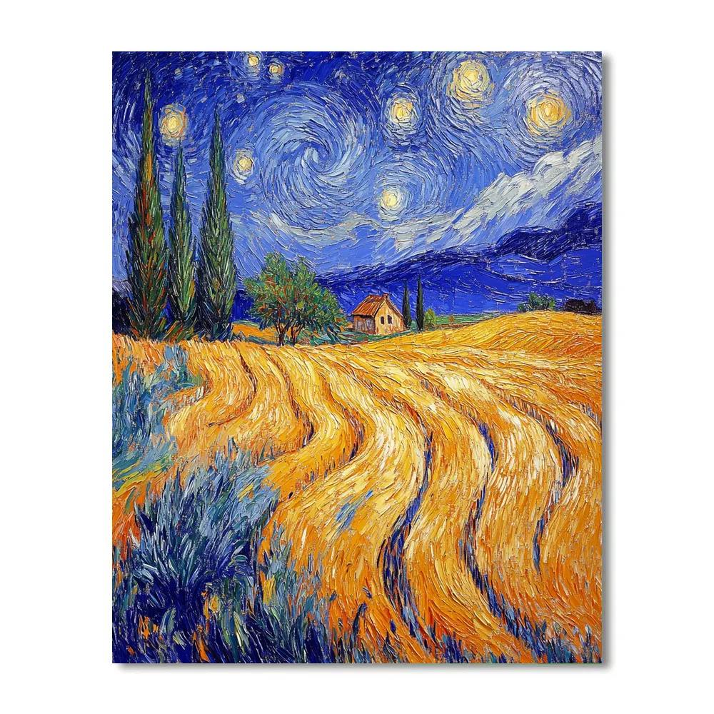 Van Gogh Inspired Stormy Wheatfield Number painting