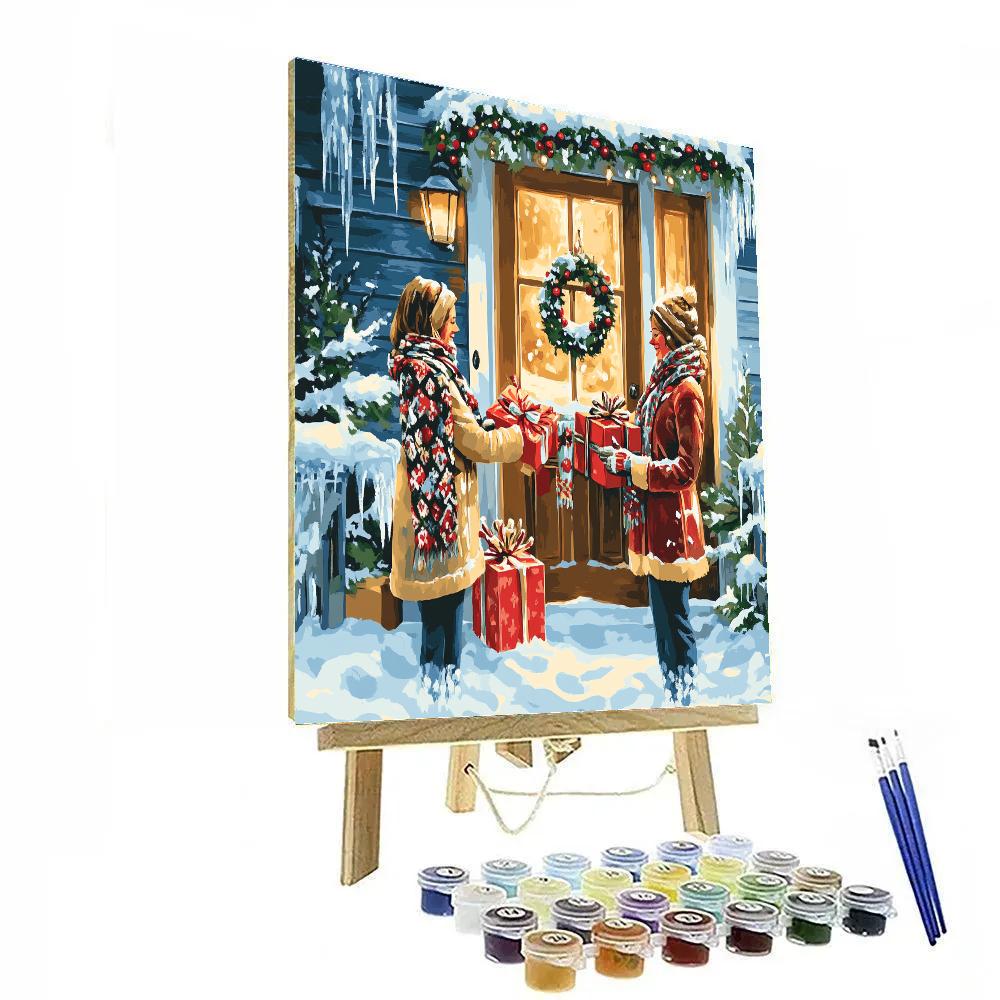 Snowy Porch Gift Exchange paint by numbers