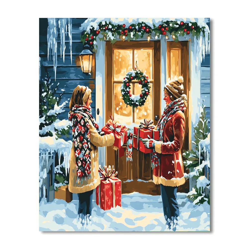 Snowy Porch Gift Exchange paint by numbers