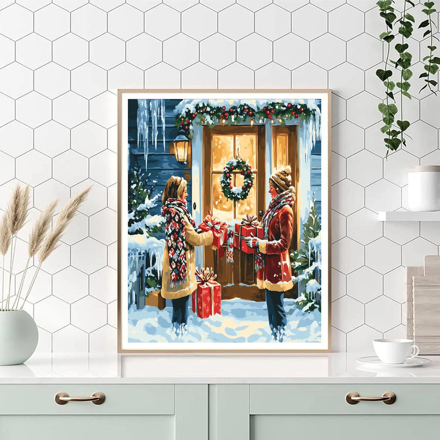 Snowy Porch Gift Exchange paint by numbers
