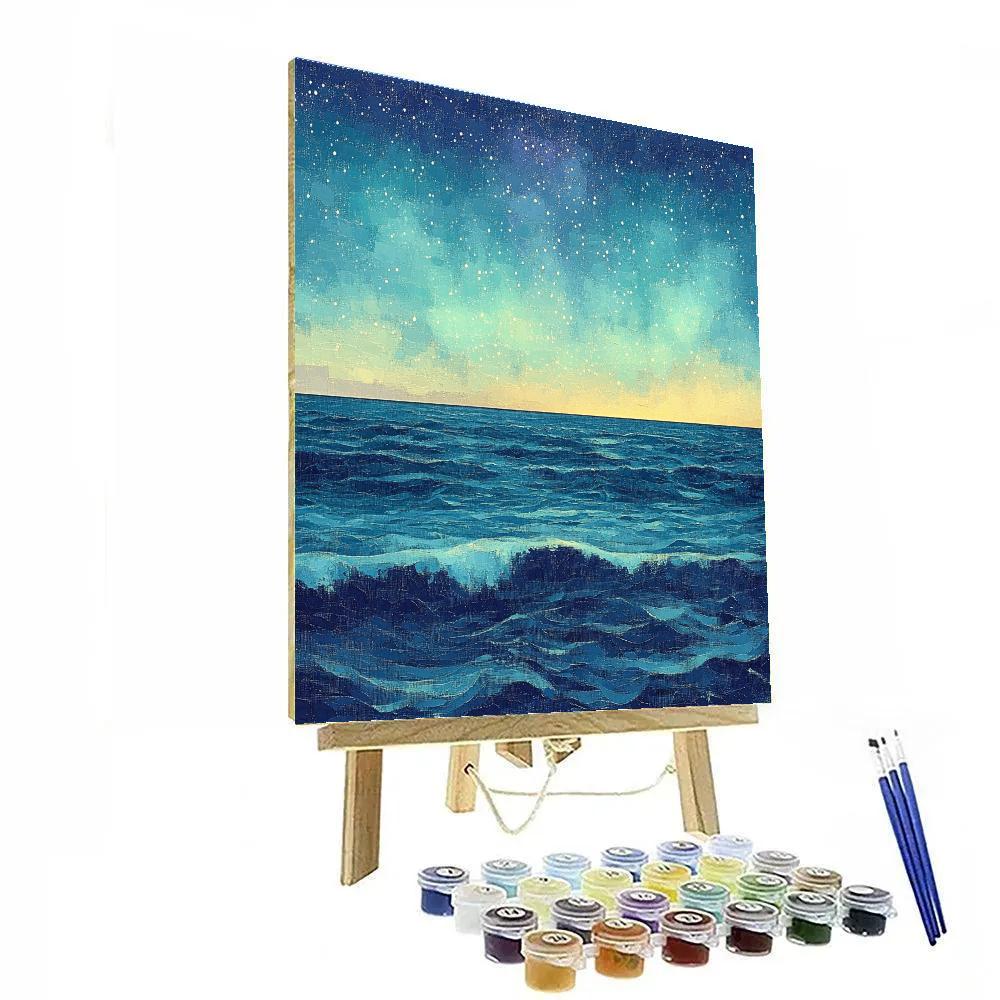 Georges Seurat Inspired Tidal Aurora Horizon Number painting