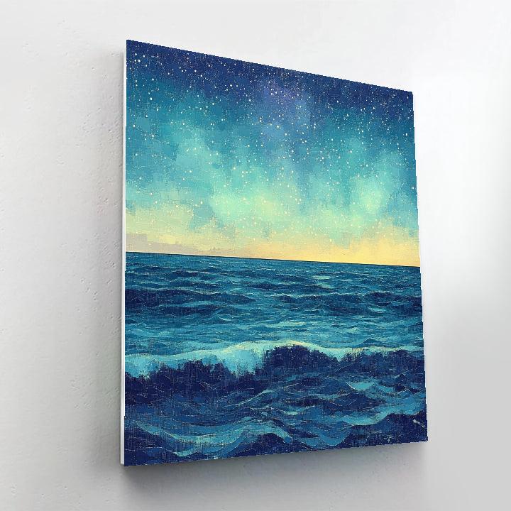 Georges Seurat Inspired Tidal Aurora Horizon Number painting