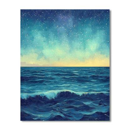 Georges Seurat Inspired Tidal Aurora Horizon Number painting