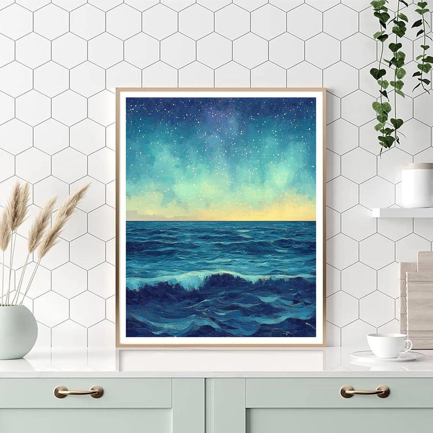 Georges Seurat Inspired Tidal Aurora Horizon Number painting