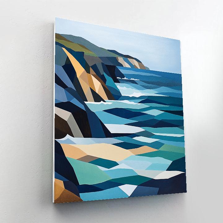 Pablo Picasso Inspired Cubist Tidal Coastline paint by numbers