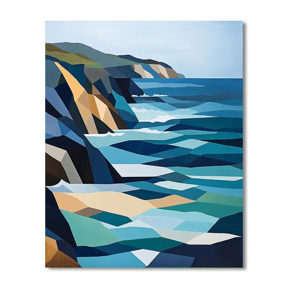 Pablo Picasso Inspired Cubist Tidal Coastline paint by numbers