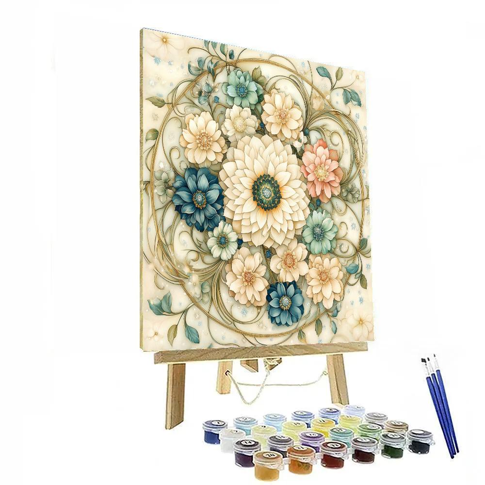 Alphonse Mucha Inspired Celestial Floral Mandala DIY paint by numbers