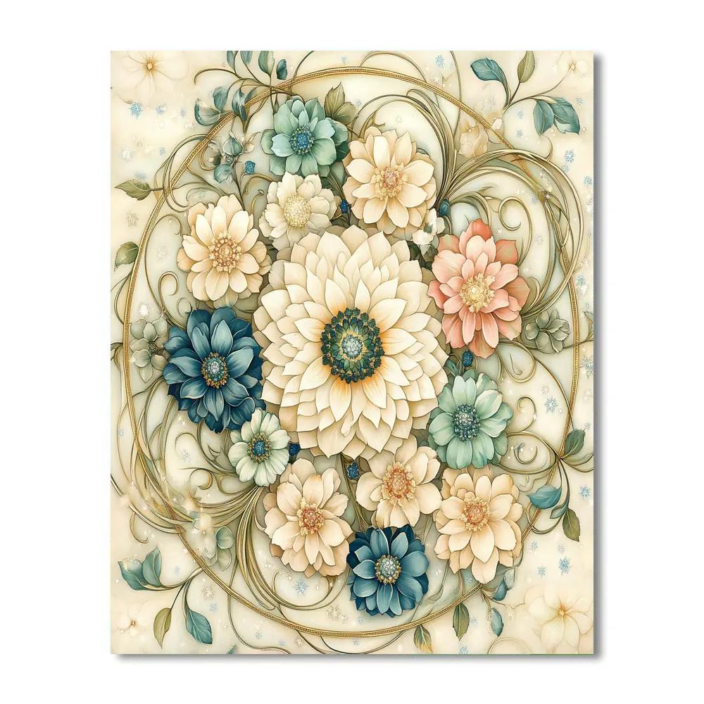 Alphonse Mucha Inspired Celestial Floral Mandala DIY paint by numbers