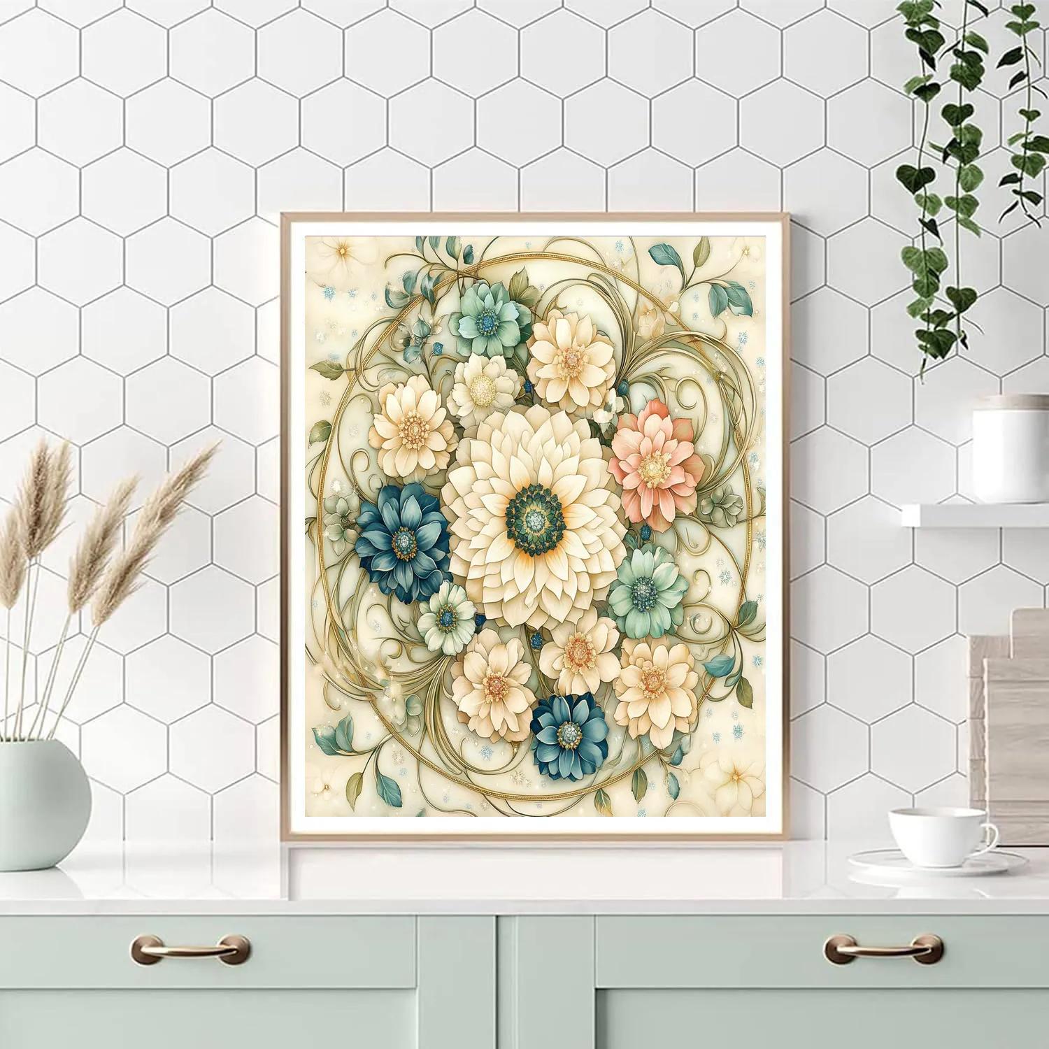 Alphonse Mucha Inspired Celestial Floral Mandala DIY paint by numbers
