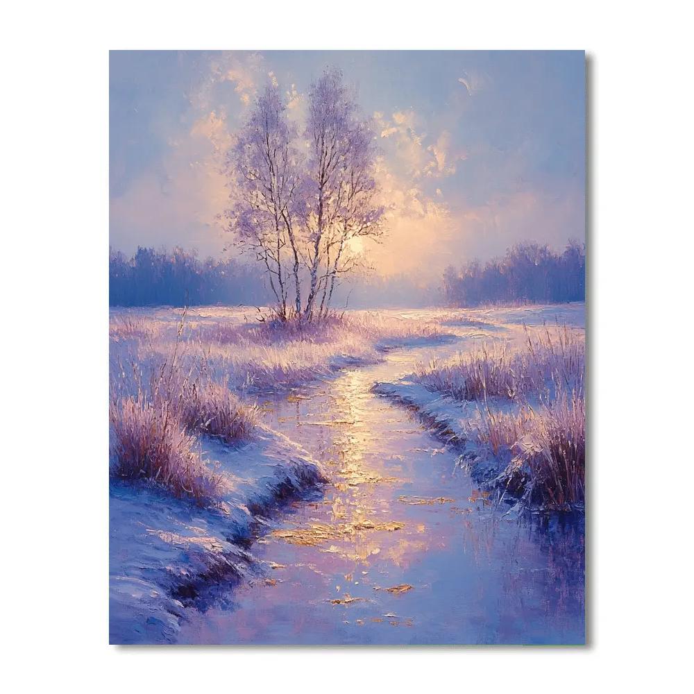 Monet Inspired Frosty Sunrise Meadow Paint by numbers kits