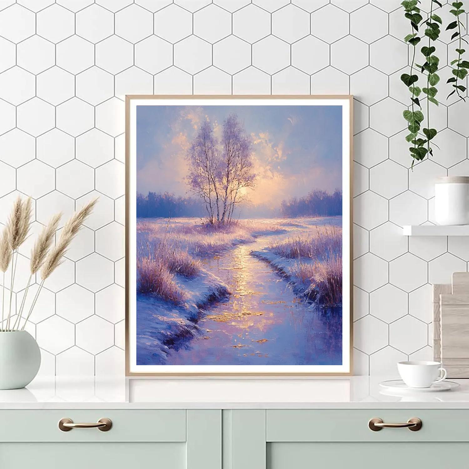 Monet Inspired Frosty Sunrise Meadow Paint by numbers kits
