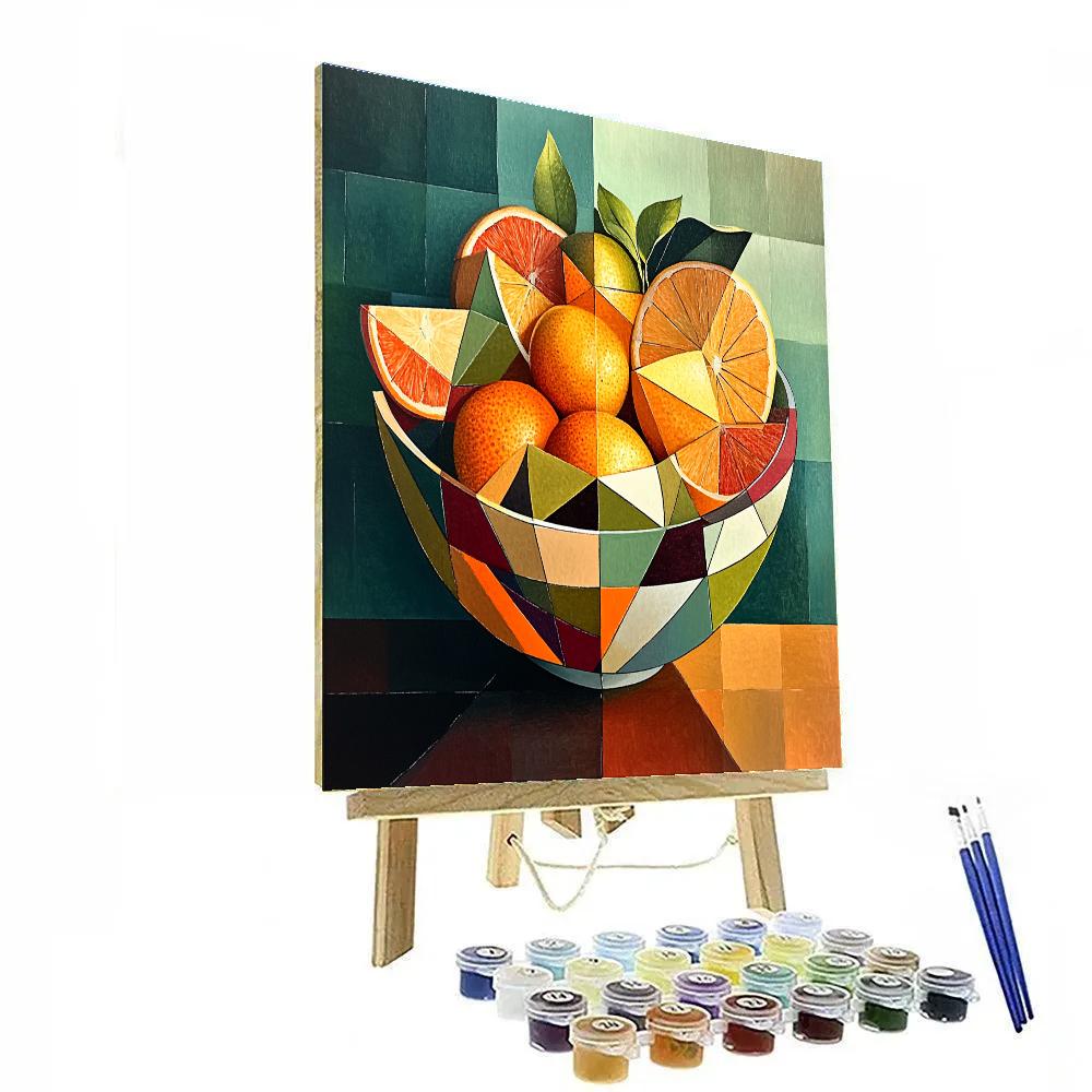 Pablo Picasso Inspired Fractured Still Life With Citrus Bowl Numbered painting kits