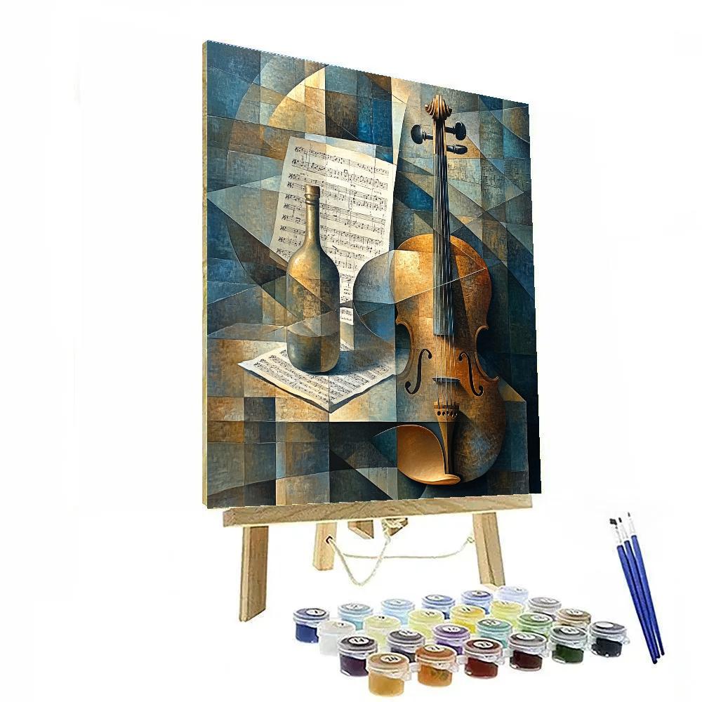 Picasso Inspired Cubist Violin Still Life Numbered painting kits