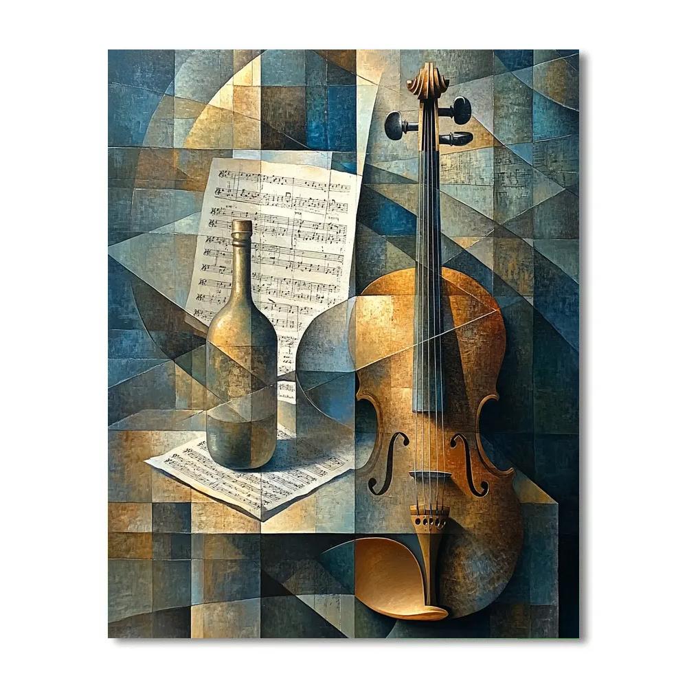 Picasso Inspired Cubist Violin Still Life Numbered painting kits