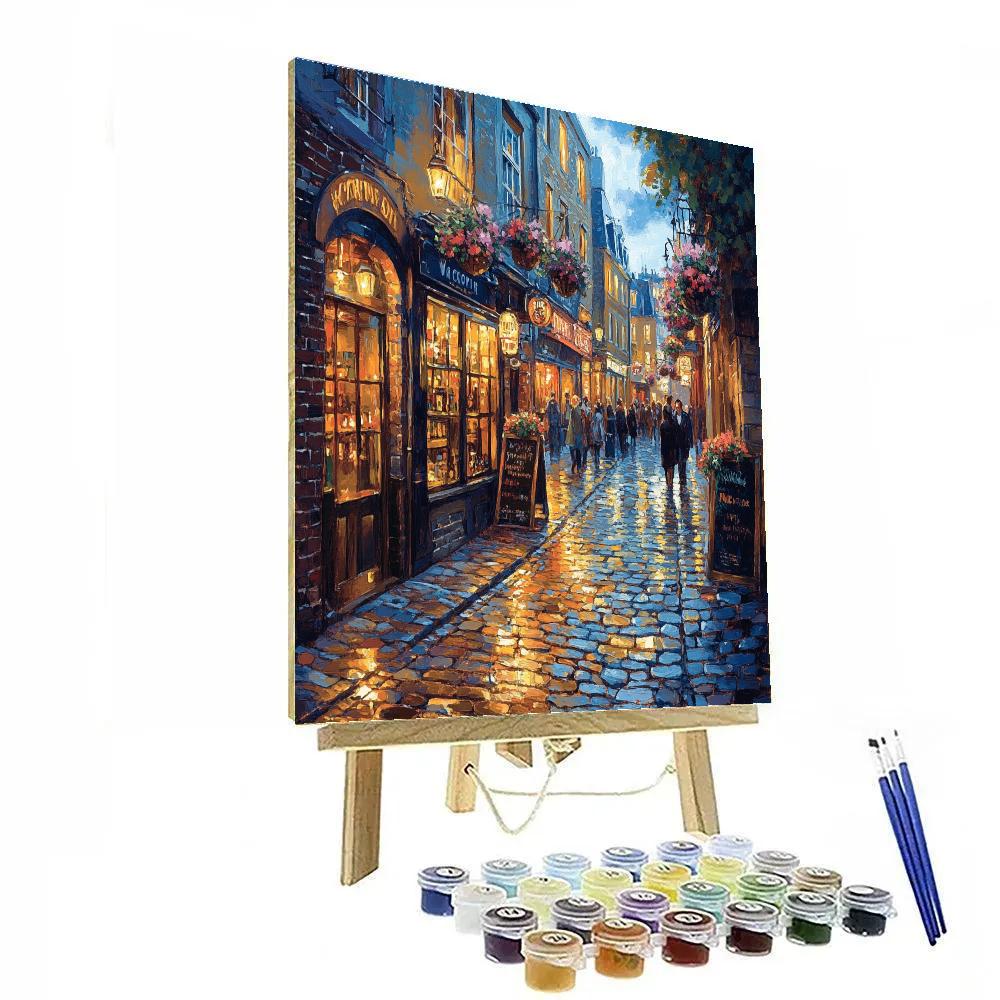 Temple Bar Quarter Night Dublin Ireland painting number kit
