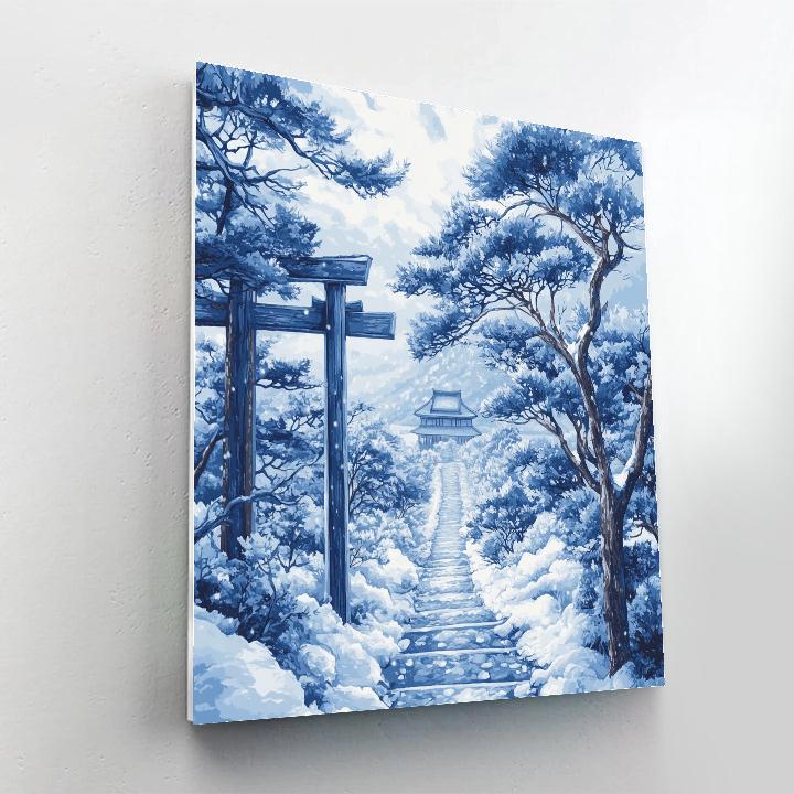 Hokusai Inspired Snowy Temple Path Paint by numbers kits