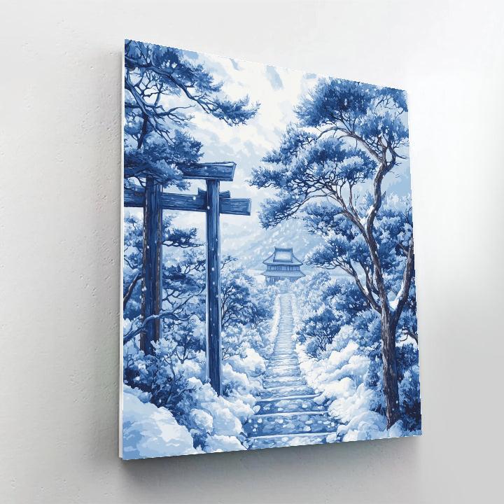 Hokusai Inspired Snowy Temple Path Paint by numbers kits