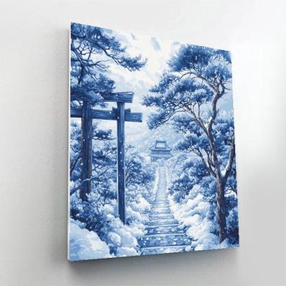 Hokusai Inspired Snowy Temple Path Paint by numbers kits