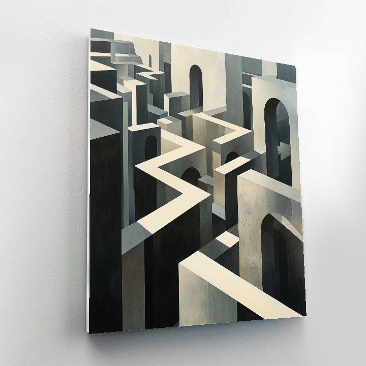 M.C. Escher Inspired Infinite Monochrome Labyrinth Paint by numbers kits