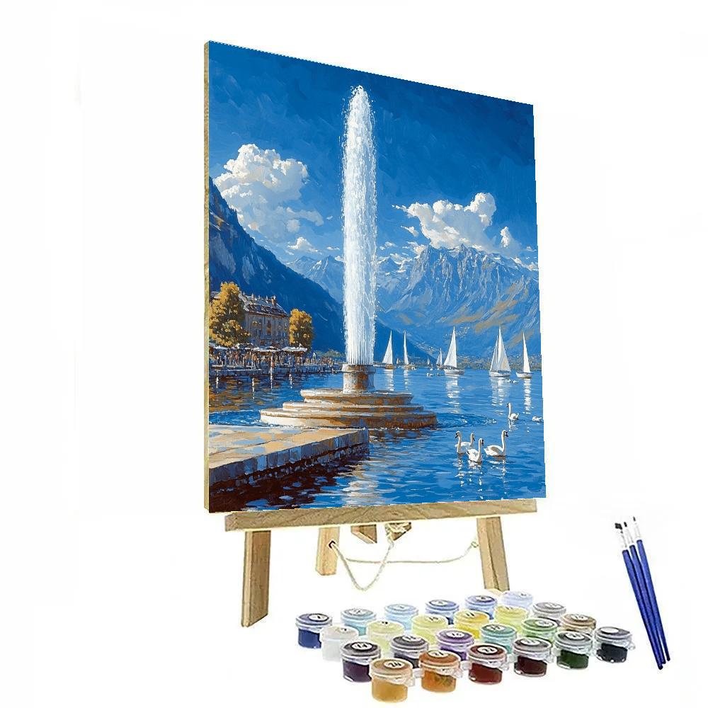 Jet DEau Lakeside Promenade Geneva Switzerland Number painting
