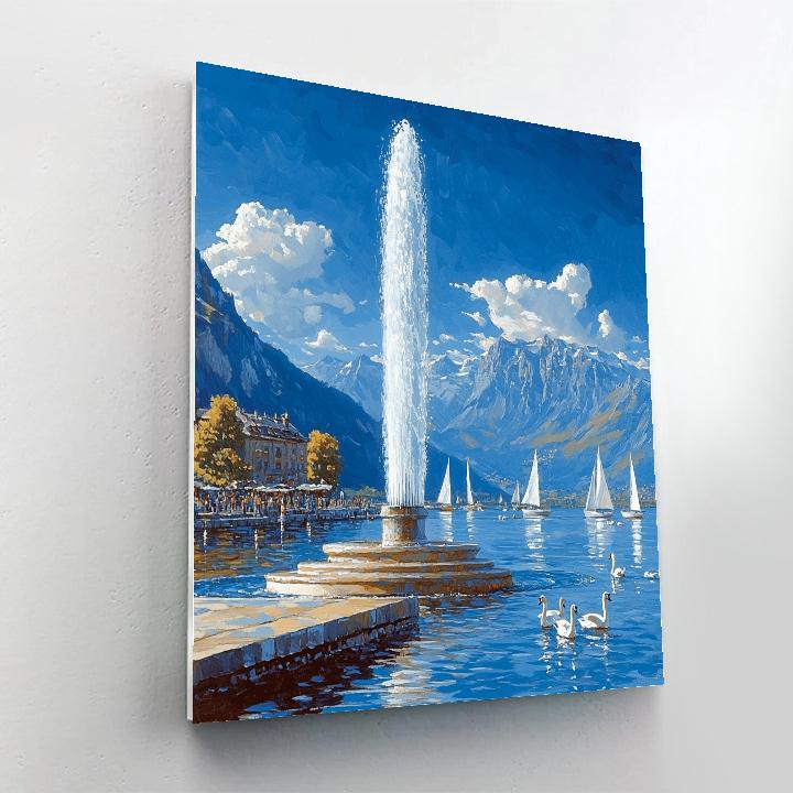 Jet DEau Lakeside Promenade Geneva Switzerland Number painting