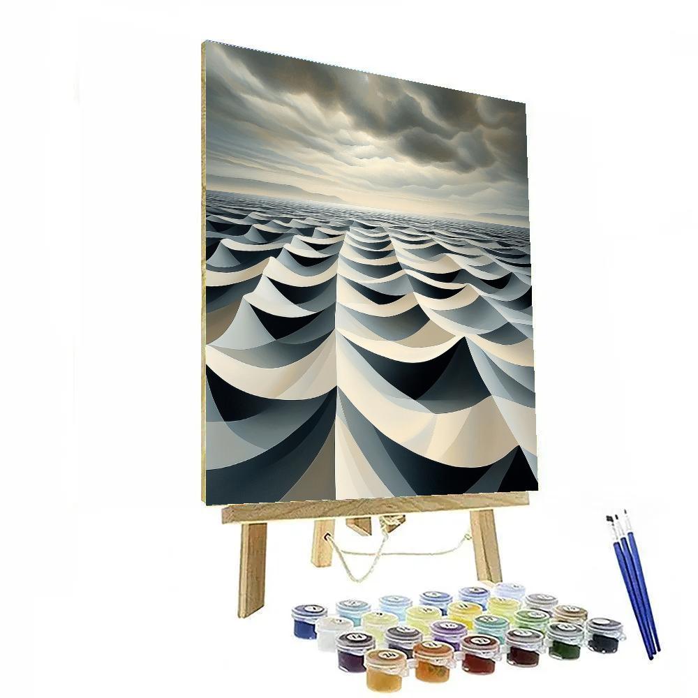 M.C. Escher Inspired Tidal Fractal Horizons Number painting