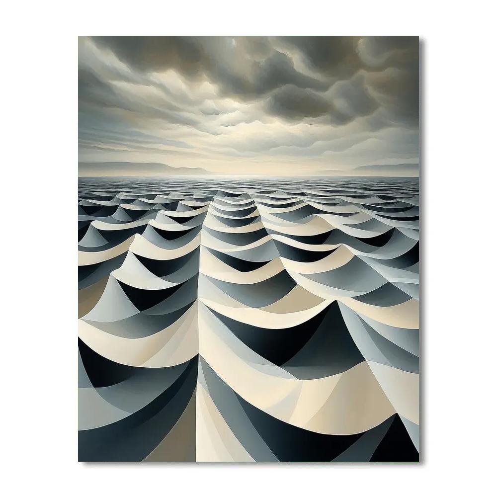 M.C. Escher Inspired Tidal Fractal Horizons Number painting