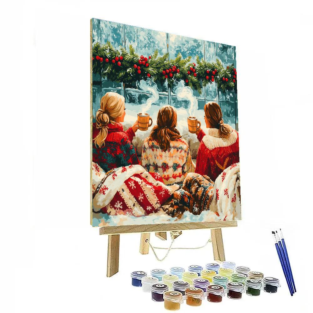 Hot Cocoa By The Frosted Window DIY paint by numbers