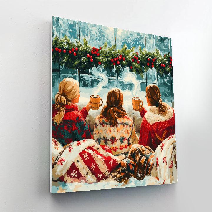 Hot Cocoa By The Frosted Window DIY paint by numbers