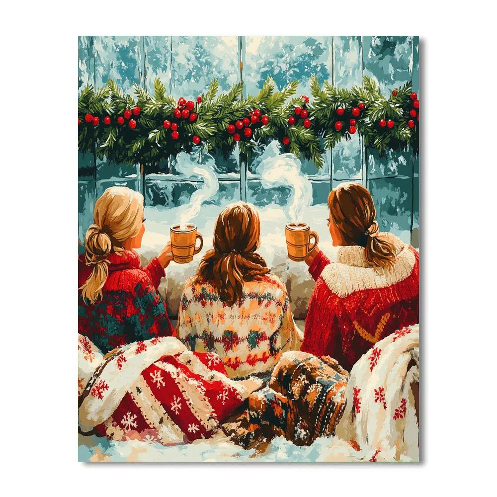 Hot Cocoa By The Frosted Window DIY paint by numbers