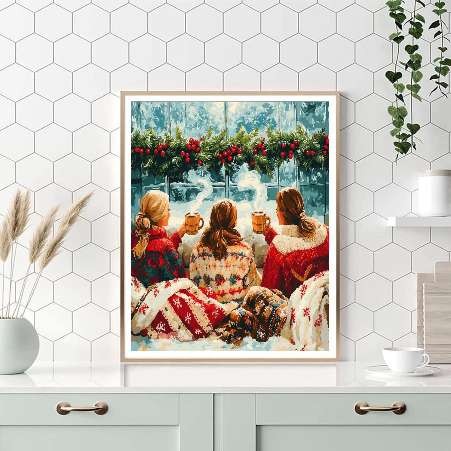 Hot Cocoa By The Frosted Window DIY paint by numbers