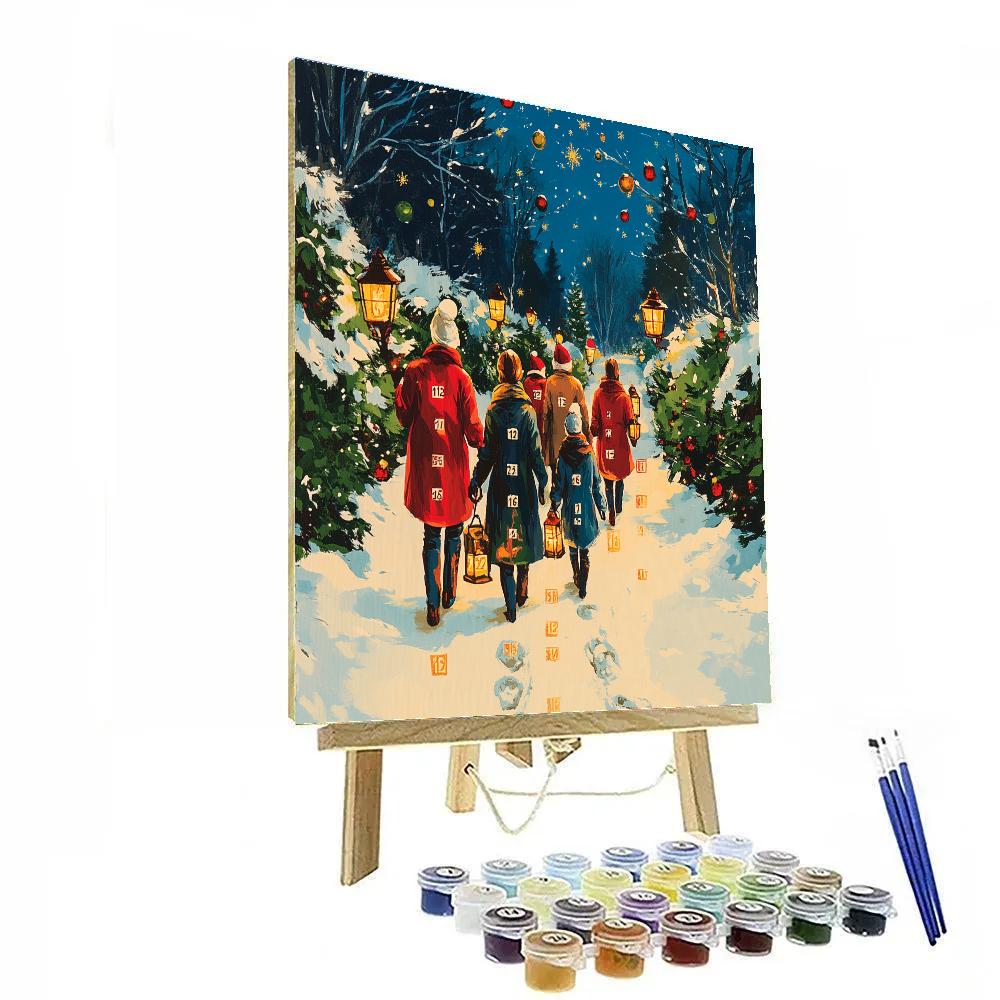 Lanterns In The Winter Lane Number painting