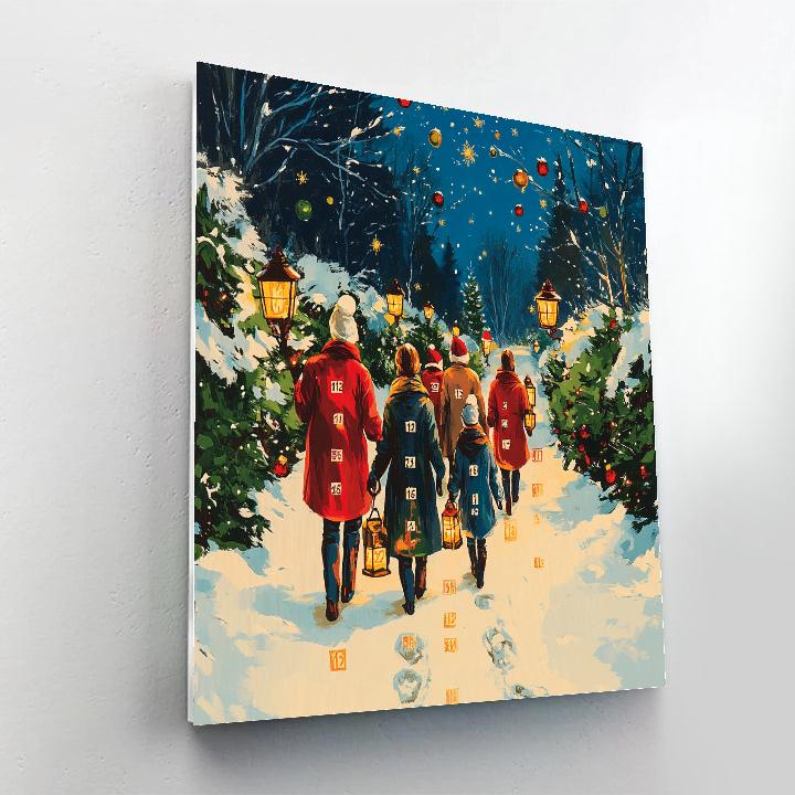 Lanterns In The Winter Lane Number painting