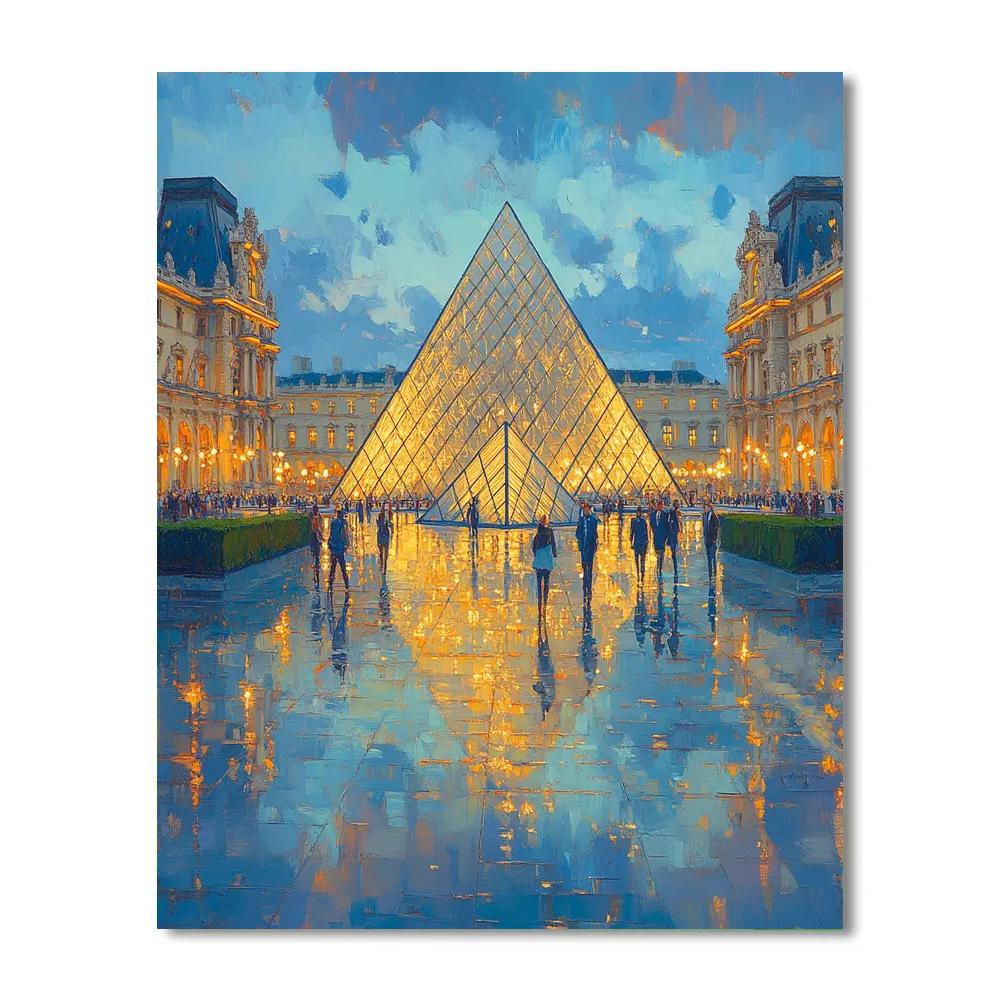 Louvre Glass Pyramid Paris France Numbered painting kits