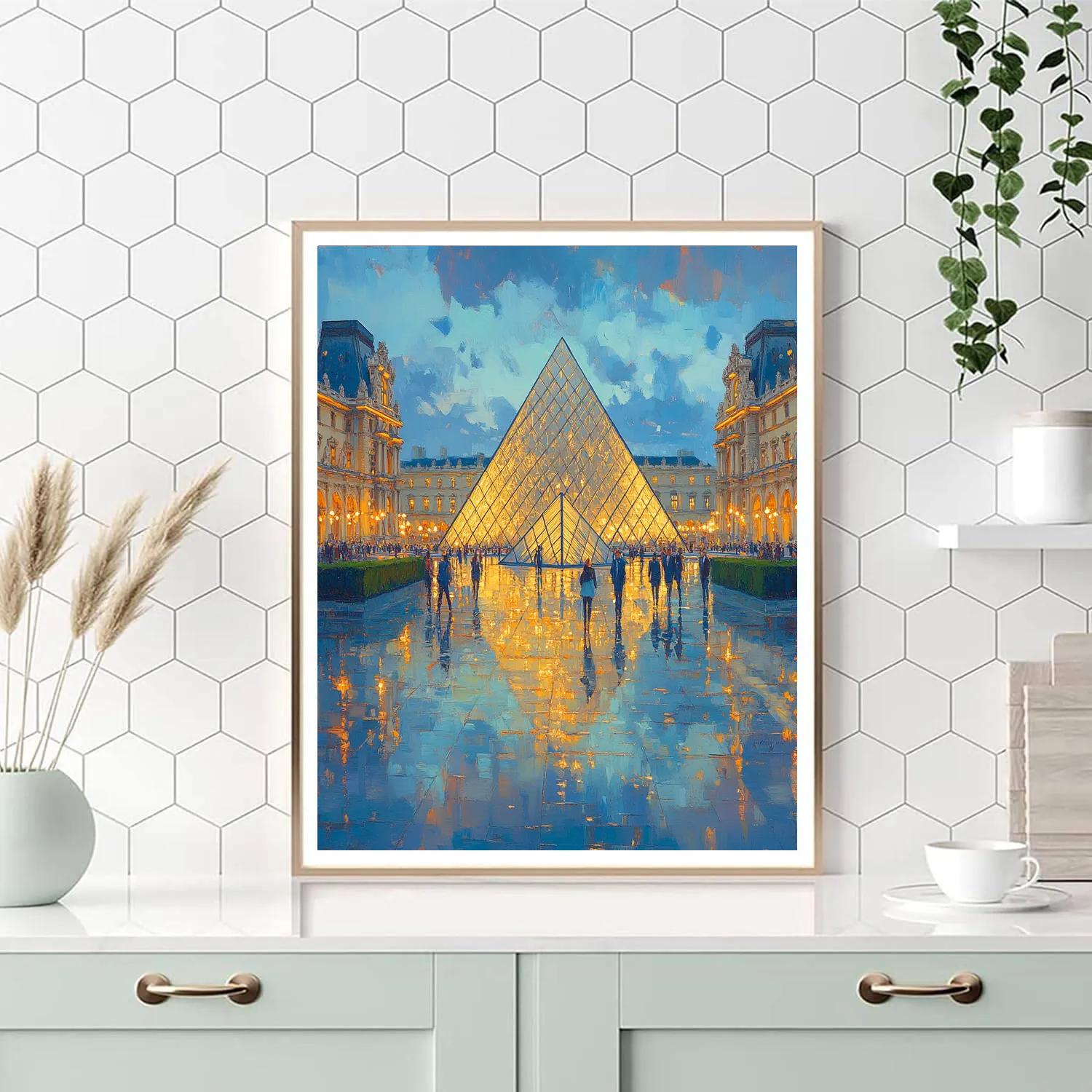 Louvre Glass Pyramid Paris France Numbered painting kits