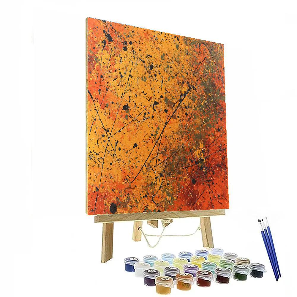 Jackson Pollock Inspired Emberfield Of Autumn Drip Energy paint by number