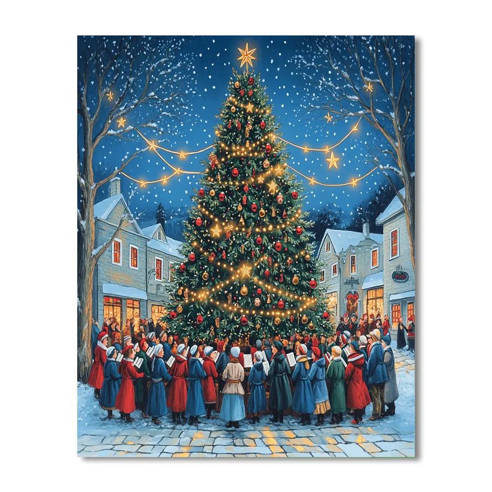 Carols Around The Village Tree paint by number