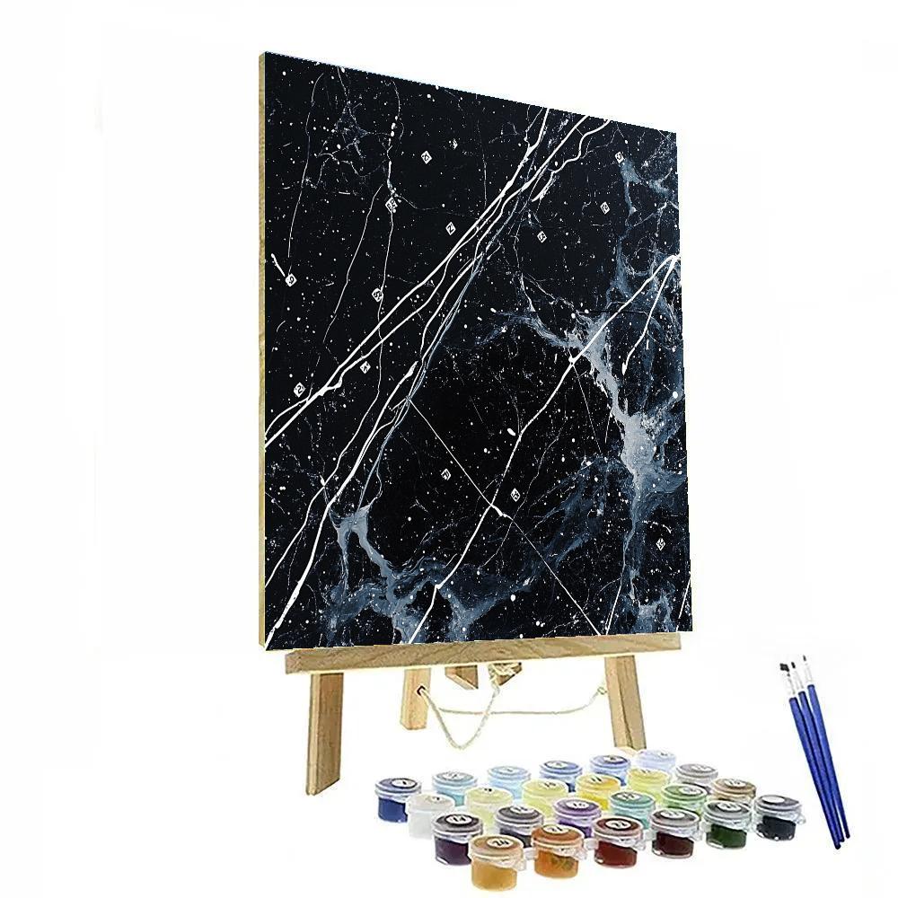 Jackson Pollock Inspired Electric Monochrome Storm Grid painting number kit