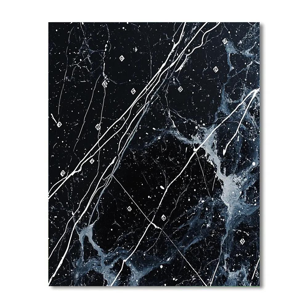 Jackson Pollock Inspired Electric Monochrome Storm Grid painting number kit