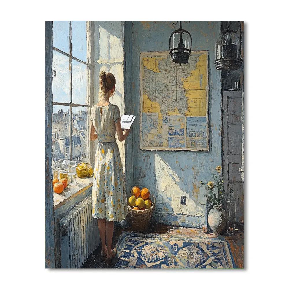 Vermeer Inspired Letter At Window paint by number