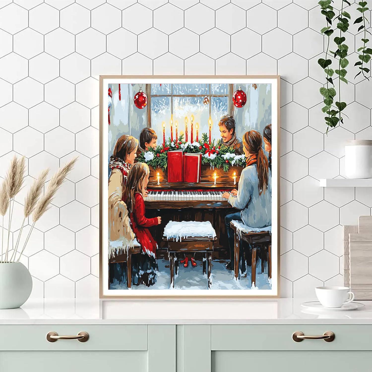 Music By The Christmas Piano painting number kit