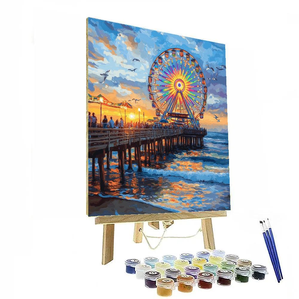 Santa Monica Pier Sunset Los Angeles United States paint by number