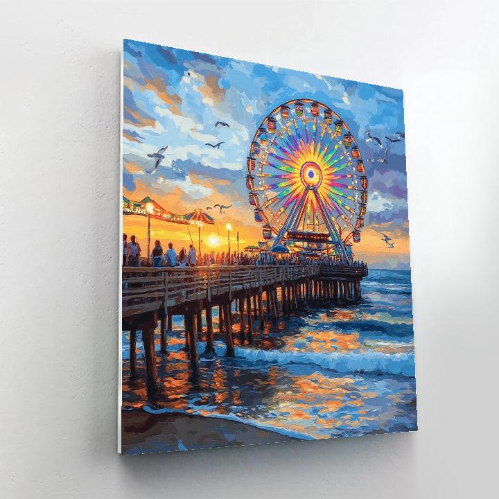 Santa Monica Pier Sunset Los Angeles United States paint by number